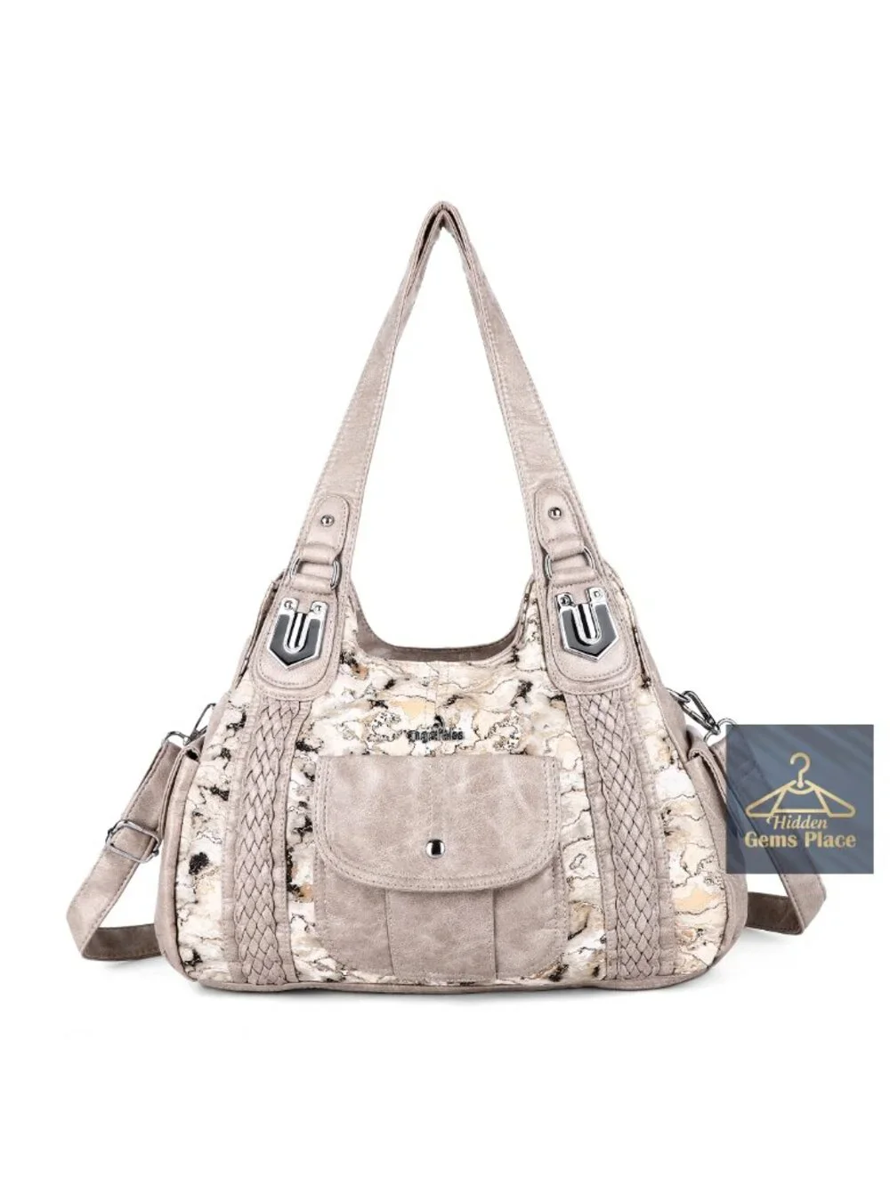 Washed Vegan Leather Crossbody Hobo Satchel Shoulder Tote Purse